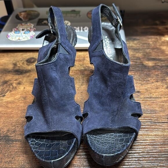 Donald J Pliner Navy Suede Heels Size 9n - Picture 2 of 8